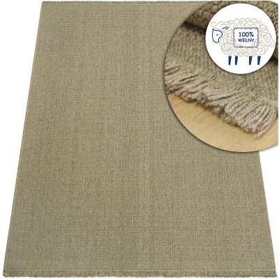 DYWAN WEŁNIANY DUNE - BOHO BEŻOWY DYWAN Z WEŁNY DO SALONU - 100% NATURALNY NOWOCZESNY DYWAN (89861-69500),  80x150 cm