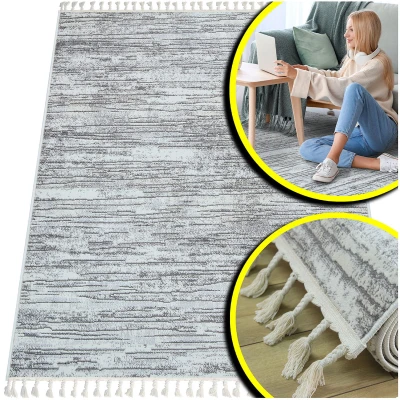 PUSZYSTY DYWAN DO SALONU TYPU SHAGGY - DYWAN MELANŻ- ANKONA (7685A papatya/bone), 160x230 cm