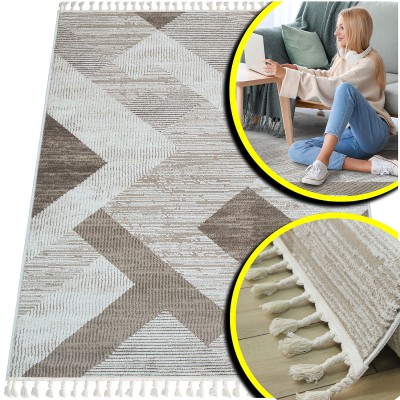 PUSZYSTY DYWAN DO SALONU TYPU SHAGGY - DYWAN MELANŻ- ANKONA (9588A brown/beige), 160x230 cm