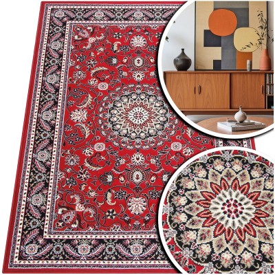 KLASYCZNY CZERWONY DYWAN DO SALONU VENEZIA - DYWAN DO PRZEDPOKOJU (714119 51955 red), 235x320 cm