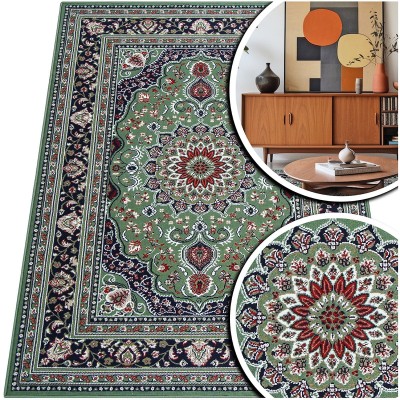 KLASYCZNY ZIELONY DYWAN DO SALONU VENEZIA - DYWAN DO PRZEDPOKOJU (714361 62944 green), 120x170 cm