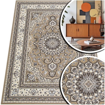 KLASYCZNY BEŻOWY DYWAN DO SALONU VENEZIA - BRĄZOWY DYWAN DO PRZEDPOKOJU (714361 97911 taupe), 160x225 cm