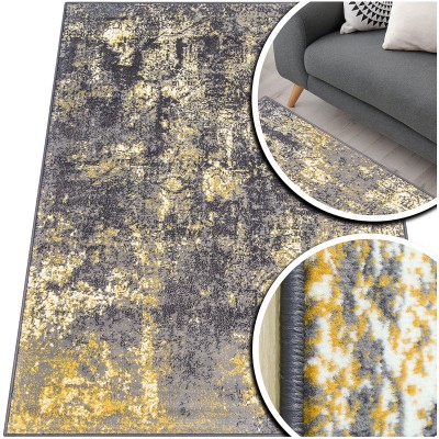 NOWOWCZESNY SZARY DYWAN DO SALONU VENEZIA MUSZTARDOWY DYWAN DO PRZEDPOKOJU POKOJU (704844 89925 dgrey mustard), 120x170 cm