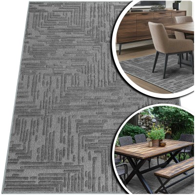 SZARY DYWAN ZEWNĘTRZNY DYWAN DO SALONU CZARNY DYWAN NA TARAS – MEDUZA (A185A gri), 160x230 cm