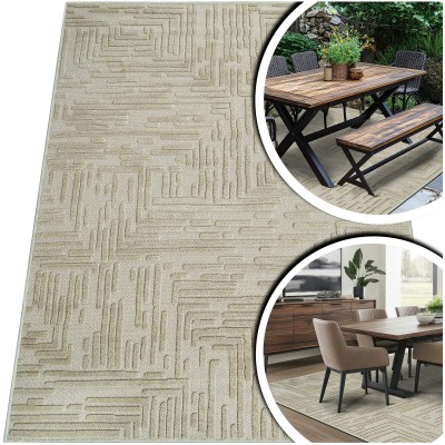 BEŻOWY DYWAN ZEWNĘTRZNY DYWAN DO SALONU KREMOWY DYWAN NA TARAS – MEDUZA (A185A light beige), 160x230 cm