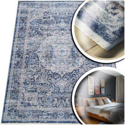 KOLOROWY DYWAN DO SALONU San Sebastian KLASYCZNY DYWANIK DO SYPIALNI VINTAGE  (Y953A d.blue/grey), 200x294 cm