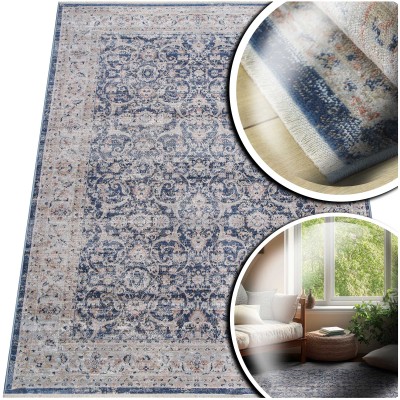 KOLOROWY DYWAN DO SALONU San Sebastian KLASYCZNY DYWANIK DO SYPIALNI VINTAGE  (Y954A d.blue/grey), 200x294 cm