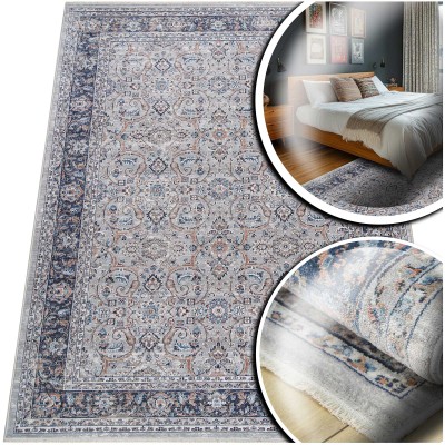 KOLOROWY DYWAN DO SALONU San Sebastian KLASYCZNY DYWANIK DO SYPIALNI VINTAGE  (Y954A grey/d.blue), 200x294 cm