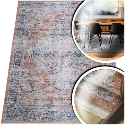 KOLOROWY DYWAN DO SALONU San Sebastian KLASYCZNY DYWANIK DO SYPIALNI VINTAGE  (Y944A grey/tile red), 240x330 cm