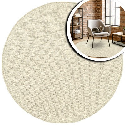 OKRĄGŁY DYWAN Z WEŁNY DO SALONU WEŁNIANY DYWANIK DO SYPIALNI (Dune 89863-68200), 120x120 koło