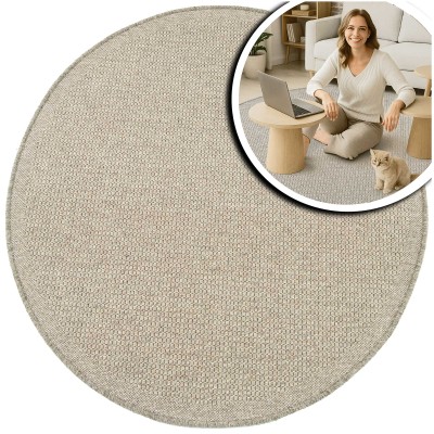 OKRĄGŁY DYWAN Z WEŁNY DO SALONU WEŁNIANY DYWANIK DO SYPIALNI (Dune 89863-69500), 120x120 koło