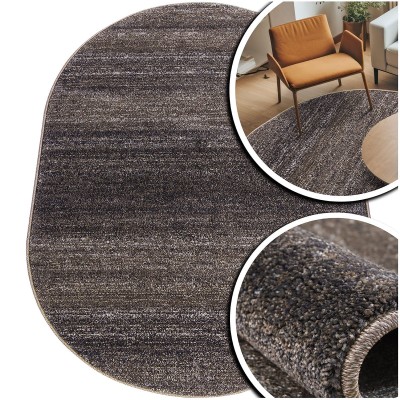 OWALNY BRĄZOWY DYWAN DO SALONU – GRUBY NOWOCZESNY DYWAN DO POKOJU - ADVENTURE (17352-18422), 140x200 cm