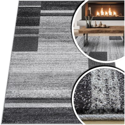 GRUBY CZARNY DYWAN DO SALONU - NOWOCZESNY DYWAN DO POKOJU - ADVENTURE (16051-18411), 150x300 cm