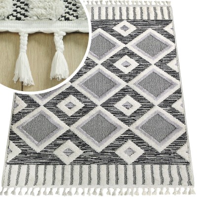 DYWAN SHAGGY 3d Z FRĘDZLAMI - Arezzo (Y523A antrasit/white), 160x230 cm