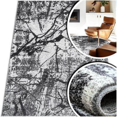 SZARY DYWAN DO SALONU – GRUBY CZARNY DYWAN DO PRZEDPOKOJU NOWOWCZESNY DYWAN - Adventure (59961-18411), 160x230 cm