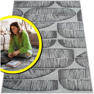 SZARY DYWAN DO SALONU ROMANTIC 2x3m CZARNY DYWANIK DO SYPIALNI LOFT  (13331-18411), 200x300 cm