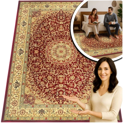 ORIENTALNY DYWAN BELVEDERE BORDOWY DYWAN DO SALONU DO PRZEDPOKOJU GRUBY GĘSTY (4285D cherry/cherry),  60x100 cm