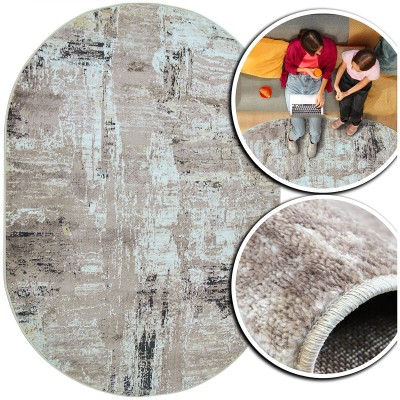 OWALNY DYWAN DO SALONU - BRĄZOWY NOWOCZESNY DYWAN DO PRZEDPOKOJU - DYWAN LOFT- Laila (2498D), 160x230 cm