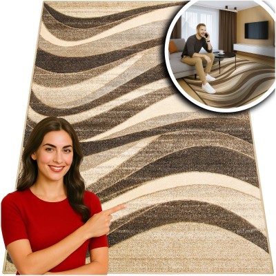 BRĄZOWY DYWAN DO SALONU ROMANTIC BEŻOWY DYWANIK DO SYPIALNI LOFT  (17991-18455), 150x300 cm