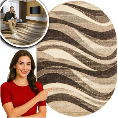 OWALNY DYWAN DO SALONU 2x3m ROMANTIC CZARNY DYWAN DO PRZEDPOKOJU FRYZ (17992-18455), 200x300 cm