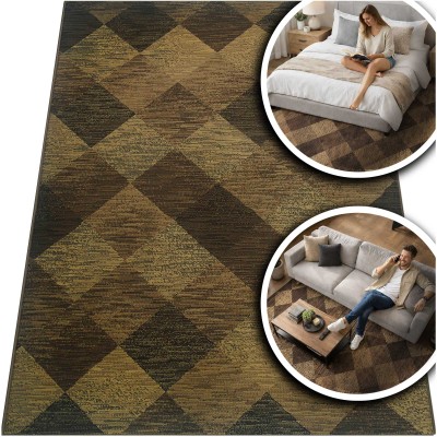 BRĄZOWY DYWAN DO SALONU VENEZIA - CZARNY DYWAN DO PRZEDPOKOJU (703412 97944), 120x170 cm