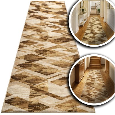 Venezia BRĄZOWY DYWAN DO SALONU VENEZIA - KREMOWY DYWAN DO PRZEDPOKOJU (704386 50922), 100x300 cm