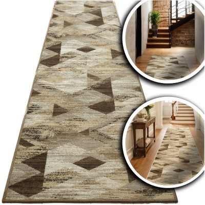 BRĄZOWY DYWAN DO SALONU VENEZIA BEŻOWY DYWAN DO PRZEDPOKOJU POKOJU  (704386 97911 taupe), 100x300 cm