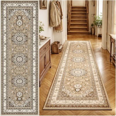KLASYCZNY BEŻOWY DYWAN DO SALONU VENEZIA - BRĄZOWY CHODNIK DO PRZEDPOKOJU (714361 97911 taupe), 80x300 cm
