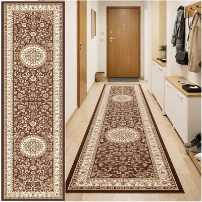 KLASYCZNY BRĄZOWY DYWAN DO SALONU VENEZIA - CHODNIK DO PRZEDPOKOJU (714119 50911 brown), 80x300 cm
