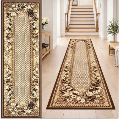 KLASYCZNY BRĄZOWY DYWAN DO SALONU VENEZIA - DYWAN DO PRZEDPOKOJU (714773 50911 brown),  80x300 cm