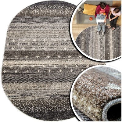 OWALNY DYWAN DO SALONU – GRUBY NOWOCZESNY DYWAN DO POKOJU - ADVENTURE (17882-18421), 140x200 cm