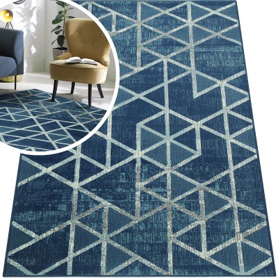 GRANATOWY DYWAN DO SALONU VENEZIA - CZARNY SZARY DYWAN DO PRZEDPOKOJU (704421 94955), 160x225 cm