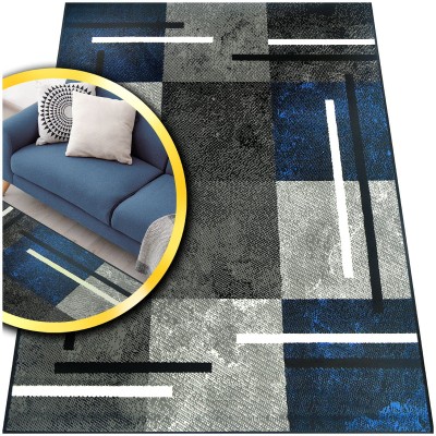 GRANATOWY DYWAN DO SALONU VENEZIA - CZARNY SZARY DYWAN DO PRZEDPOKOJU (703132 94945),  60x110 cm