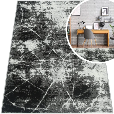 MODNE DYWANY DO SALONU - SZARY DYWAN DO SALONU - CZARNY DYWAN DO POKOJU (Grafica Marmor Szary), 160x220 cm