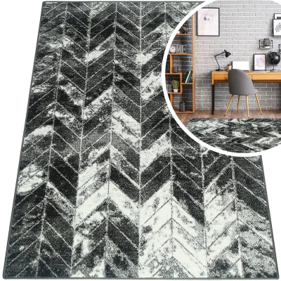 MODNE DYWANY DO SALONU - SZARY DYWAN DO SALONU - CZARNY DYWAN DO POKOJU (Grafica Fir Szary), 160x220 cm